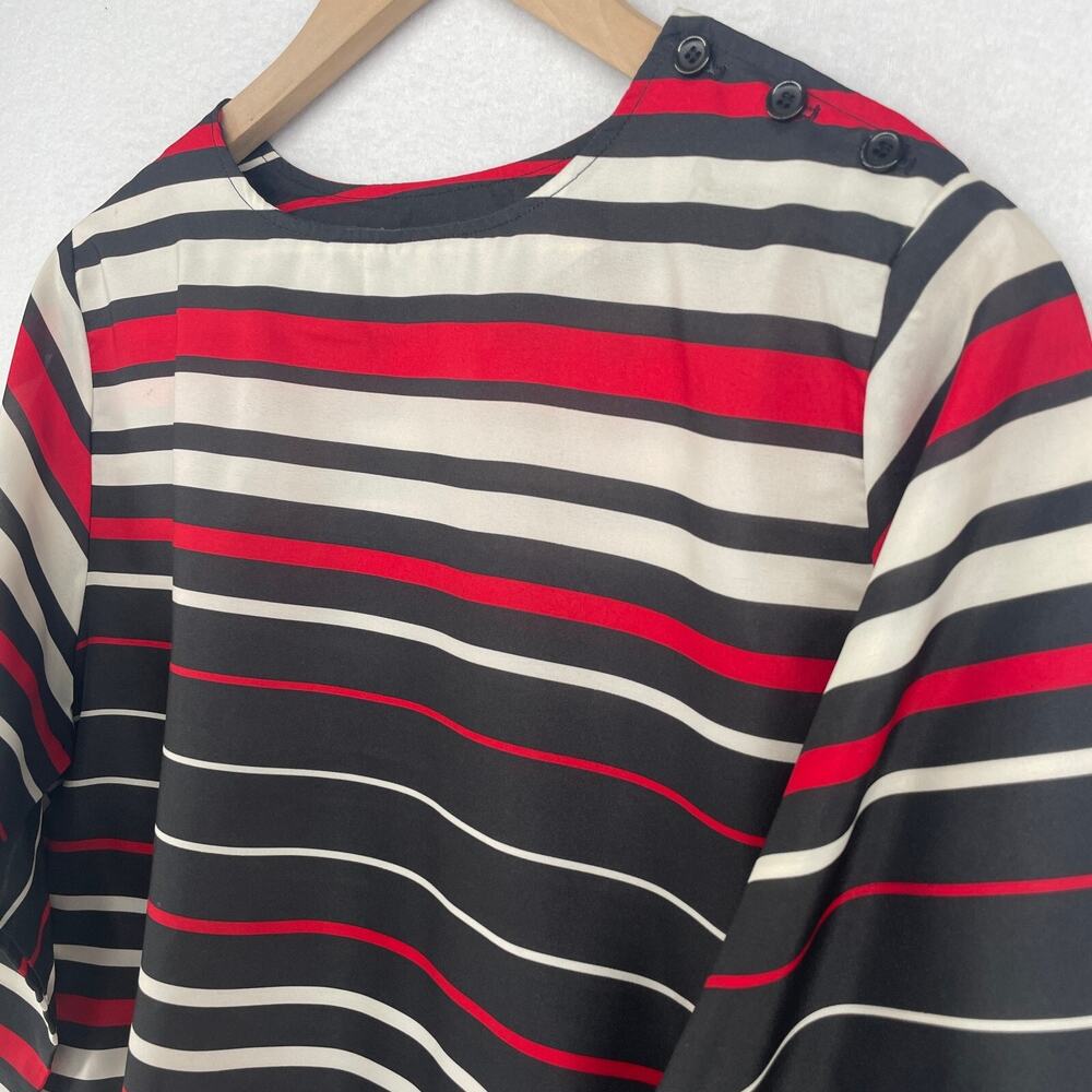 Vintage CAPE COD MATCH MATES Blouse Womens M Cropped Top Striped Red Made in USA